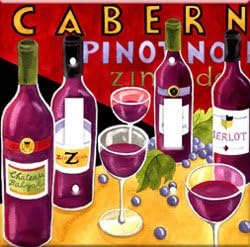 Placa de interruptor impresa - Vinos tintos - Placa de pared de metal de palanca de una sola banda