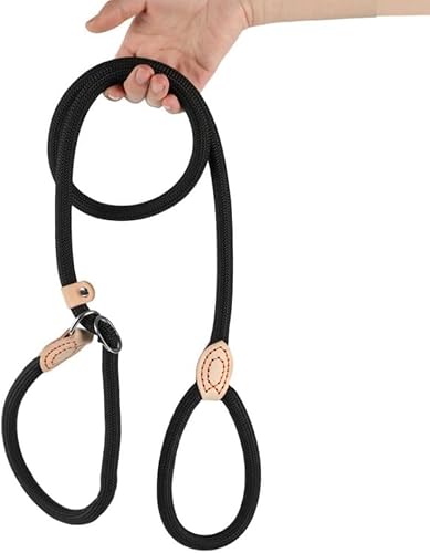 aelah 犬 リード リード 犬 ペット用 スリップ リード ロープ パラシュートショーリード 小型、中型、大型、超大型、犬、猫用 (6mm*150cm,ブラック)