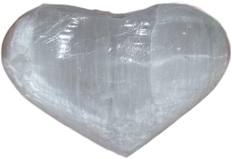 KatLin Selenite Pocket Fluffy Heart Carving Healing Crystal Reiki 1pcs Ornaments