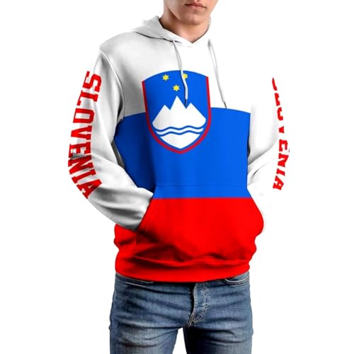 Sweat à capuche Slovénie imprimé en polyester respirant et coupe ample