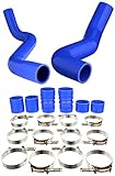 Heavy Duty High Temp 5-ply Reinforced Silicone Radiator Hose and Intercooler Boot Kit Compatible With 1999-2001 F-250 F-350 Ford 7.3 Powerstroke Turbo Diesel (Blue)