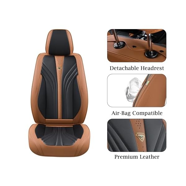FLORICH Seat CoversFull Set, 5 Seats Universal Seat Covers for Cars, Nappa Leather Auto Seat Protectors, Front and Rear Seat Protector Car Seat Cushions Automotive Vehicle Cover for SUV Pick-up Truck - Image 7