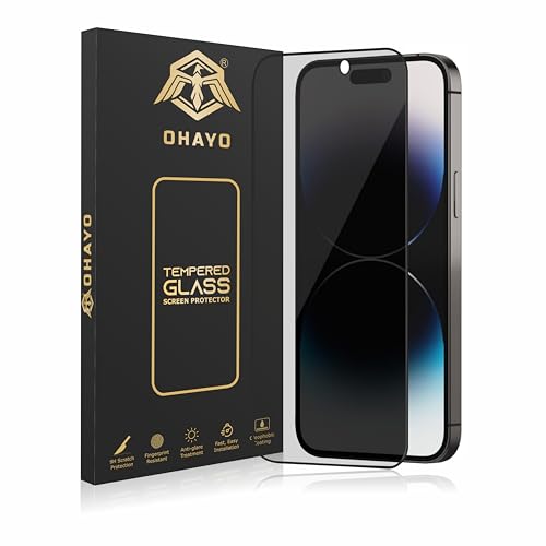 Image of OHAYO Privacy Tempered Glass Screen Protector Compatible with iPhone 14 Pro - 9H Anti-Spy Protection, HD Clear View, Bubble-Free Installation, Scratch Resistant, Case-Friendly Fit
