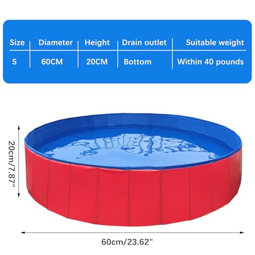Hundepool, Faltbarer Hundepool, Tierpool, Planschbecken für Hunde, Tragbarer Hundepool, Haustierpool aus PVC, Hundepool für Hunde und Kinder (60 x 20 cm)