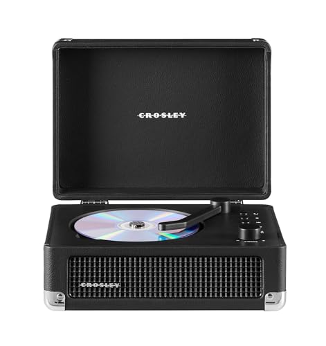 Image of Crosley CR3505A-BK Cruiser Retro Portable CD Player with Stereo Bluetooth Speakers and FM Radio, Black