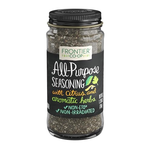 Frontier Co-op All-Purpose Seasoning, Onion, Parsley, Basil, Lemon Peel, Thyme, Garlic and other Aromatic Spices, Salt Free, Kosher | 1.2 Ounce (Pack of 1)