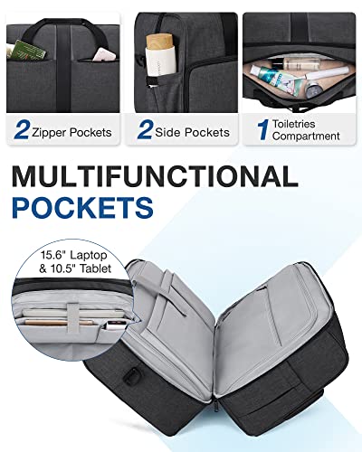 Image of Gym Bag, BAGSMART Duffle Bag for Travel Duffel Bag, Carry on Weekender Overnight Bag with Trolley Sleeve, Personal Item Travel Bag, Sports Gym Tote Bag, Shoe Bag-Blck Grey