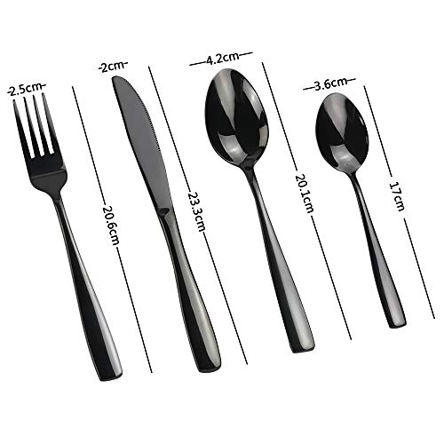 Neadas roestvrij staal zwart bestek bestek lepel vork messen set, 24-delig voor 6 personen - Image 7