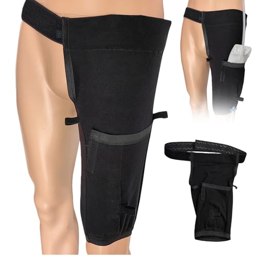 BAIFULAI Catetere - Supporto per borsa per le gambe, con cintura, per catetere, per le gambe, per l'incontinenza (nero, XL)