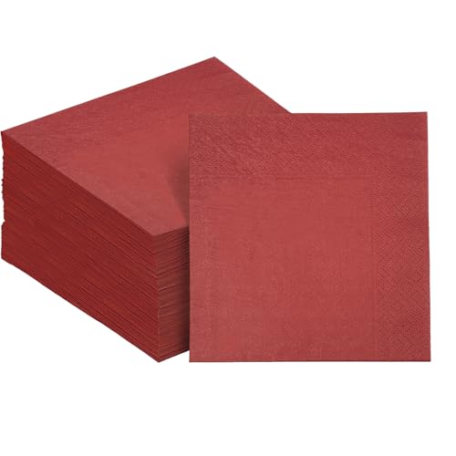 Gcardist 120 serviettes de cocktail bordeaux, 12,7 x 12,7 cm, jetables, en papier, pour cocktails, dîners, mariages, anniversaires, desserts et vin (5 x 5...