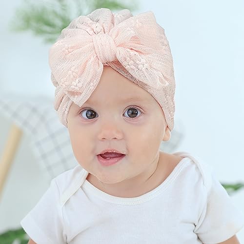 Baby Girls Infant Toddler Bowknot Lace Hats Headbands Beanie Headwraps Hat Newborn Turban Cap.(MZ15)3