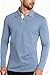 KUYIGO Men's Polo Shirt Quick Dry Performance Long Sleeve Tactical Shirts Pique Jersey Golf Tops Grey Blue Small