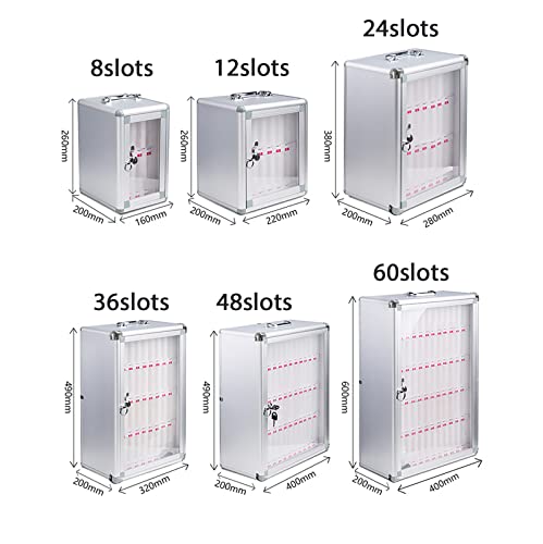 Caja para guardar móviles de pared con 48 ranuras transparentes y llave 3