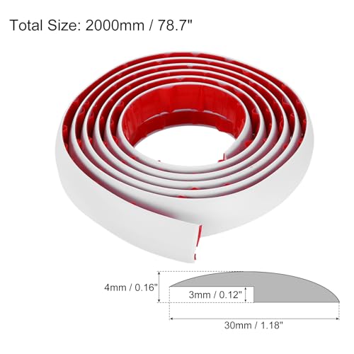 QUARKZMAN Bodenübergangsleiste 2 Meter selbstklebende Teppichübergangsleiste PVC-Bodenleiste für Höhen bis zu 3 mm, Weiß