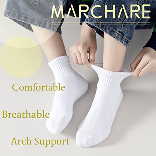 Marchare Boys Socks Kids Cushioned Crew Socks Girls Thick Cotton Athletic Running Socks Black/White/Grey 6 Pack2
