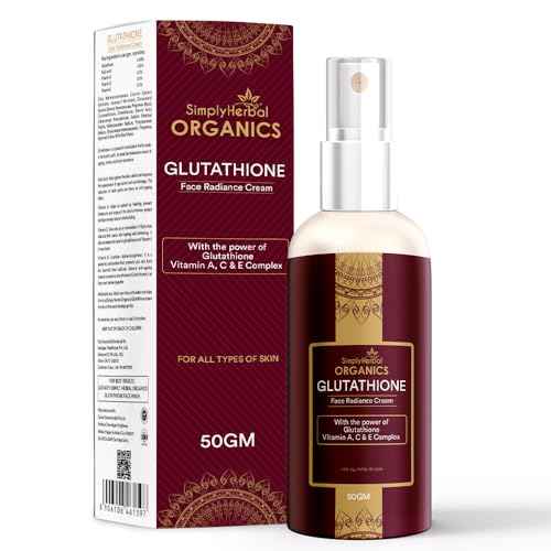 Simply Herbal Organics L Glutathione Face Cream with Vitamin A, C & E for All Skin Type, Anti Aging, Dark Spots removal, Skin Radiance, Pigmentation and Skin Care Cream, 50gm