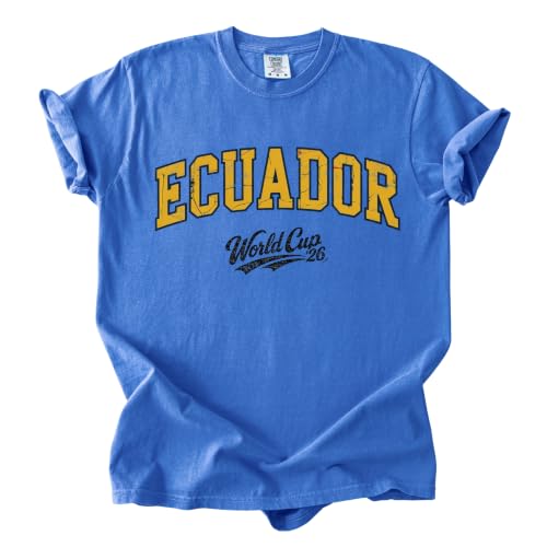 FITIN Ecuador Soccer Cup 26 Vintage T Shirt Soccer Fan Graphic Garment-Dyed Apparel Casual Game Day Design Soft Cotton Supporter Style