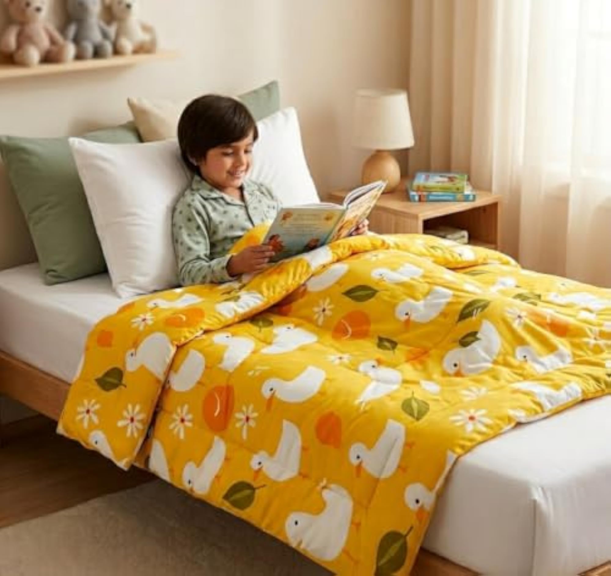 Kids Reversible Cotton Comforter, Yellow Quilt