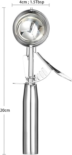 Miniatura 4 de Cuchara de helado con gatillo, cuchara de galletas de tamaño pequeño para hornear, cuchara de helado de acero inoxidable para niños, cuchara de