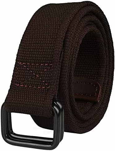 Plus Size 39-75'' Long Double Ring Big Mens Canvas Fabric Cloth Belts Black