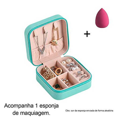 Porta Jóias Portátil Viagem Estojo Maleta Organizador Bijuterias Porta Anéis e Colar - ALVATEC ATC (