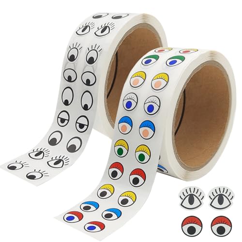 4000 pcs Eye Stickers DaKuan 2 Models Eyeball Stickers Eyes for Crafts Sticker Eyes for Handmade DIY Crafts and Decorations (Black and White and Colour)
