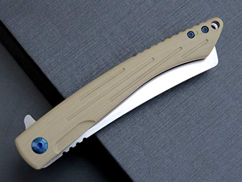Eafengrow Ef944 Edc Folding Knife, D2 Steel Blade G10 Handle Reliable Locking Knife Ball Bearing Flipper Knife For Camping Survival Hiking (Desert) #TOP3