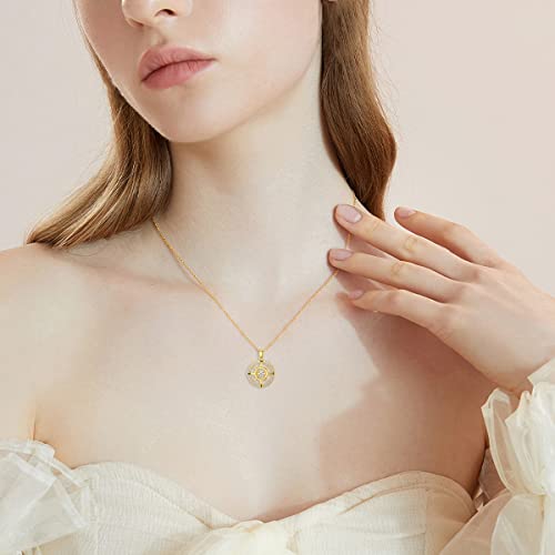 SISGEM 14K Solid Gold Compass Necklace for Women Teen Girls,Yellow Gold Working Compass Pendant Necklace Inspirational Jewerly Gifts for Birthday Mothers Day 16+1+1 inch (14K Gold-Yellow) - Image 4