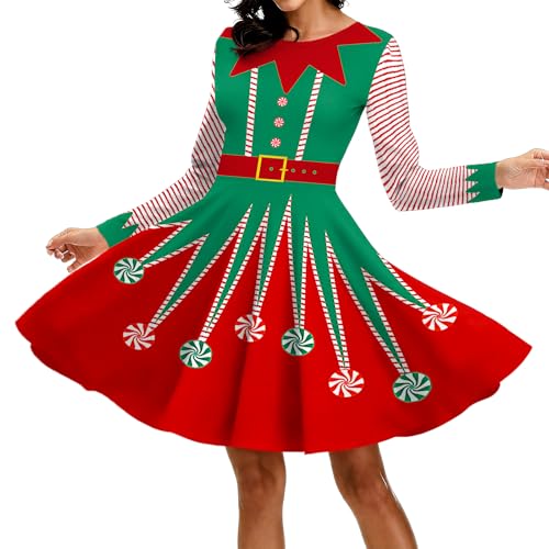 Vestido de Navidad para mujer tiorhooe de fiesta y manga larga