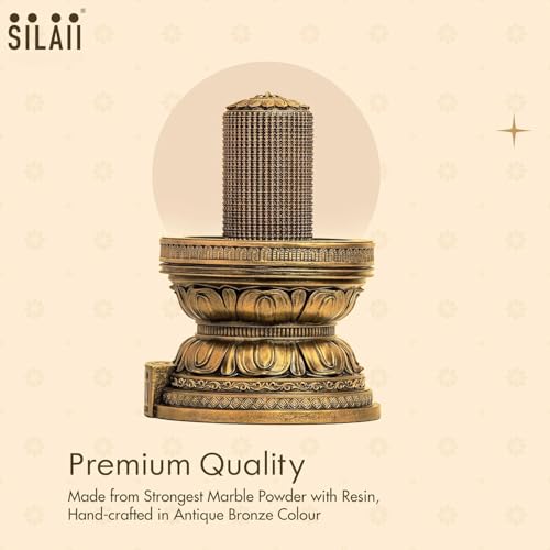 Image of SILAIII 1008 Shiva Lingam Idol 6 Inch | Siva Lingam for Pooja | Shivling Sculpture for Home Temple & Spiritual Gift, Antique Bronze
