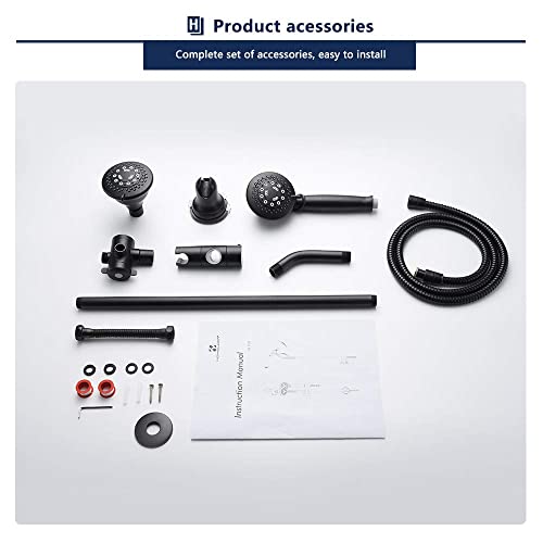 Homelody Shower Faucet Oil Rubbed Bronze Shower Heads Set, 5 Functions Shower Head With Liftable Handheld Shower, Shower Faucet System Dual Shower Heads 60" Stainless Steel Hose & 4+4 Inch Shower Area #TOP7