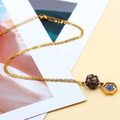 Vivaday Colar feminino de flor de jade com semente de mostarda | Joias motivacionais cristãs de aço