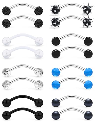 Jenxnjsjo 14G Black Snake Frog Eyes Piercing Jewelry Tongue for Women Men 14mm 9/16in Bars Extra Long Belly Naval Button Rings Snake Bite Curved Barbells Surgical Stainless Steel
