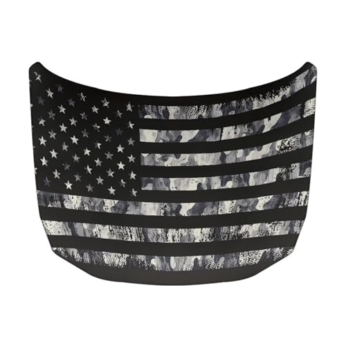 Image of Black American Flag Design Car Hood Cover Protector Waterproof Sunproof Car Hood Flag 4th of July Patriotic Decorations Auto Accessories for SUV Sedans Trucks Pickup