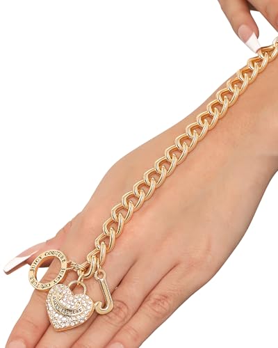 Juicy Couture Bracelet 7-7.5", Goldtone Heart Charm and Toggle Bracelets for Women, Juicy Jewelry3