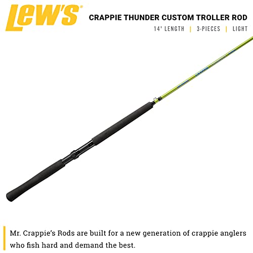 Caña de Pescar Lew's Crappie Thunder Trolling, 14 pies, 3 piezas, Poder Liviano, Acción Rápida, Blank de Grafito Multisección, Mango de Espuma EVA miniatura 2