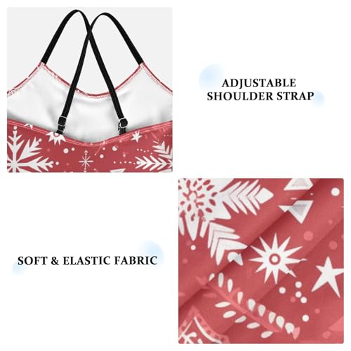 KLL Merry Christmas Snowflake Red Hoho Girl 1-Piece Swimsuit Beach Swimwear Adjustable Strap Quick Dry3
