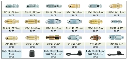 image for Dsnaduo 90 PCS 18 Types Brake Caliper & Wheel Cylinder Bleeder Screw B
