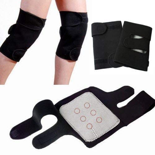 krifa Enterprises Therapy Knee Hott Belt Self Heating Knee pad Knee Support Belt Tourmaline Knee Braces Support Heating Belt - Free size (BLACK) (HOTT KNEE PAD)