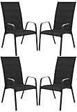 JEAREY Patio Dining Chairs Set of 4, Outdoor Stackable Dining Furniture Set, All Weather Dining Set for Lawn, Garden, Backyard, Poolside, Black