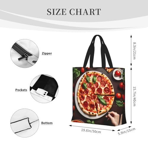 Pizza Food Print Tote Bag Large Women Casual Shoulder Bag Handbag For Outdoors Holiday Weekender Travel Gifts4