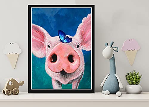 Diy 5D Diamond Painting Kits Pig Butterfly Pink, Diamntrum Crystal Rhinestone Embroidery Pictures Arts Paint By Number Kits Diamond Art Kits For Gift Home Wall Decor 12X16 Inch #TOP2