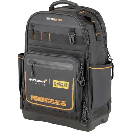 Dewalt Mochila para Ferramentas 18 Polegadas, Edição Limitada McLaren, Organizador com 43 Bolsos, Bolsa para Ferramentas com Compartimento para Notebook, Modelo DWST60122