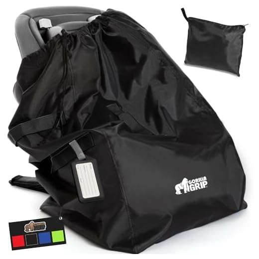 GORILLA GRIP Car Seat Travel Bag for Airplane Gate Check, Easy Carry Padded Backpack Bags Cover Carseats, Infant Baby Carriers and Toddler Booster Seats for Airport, Child Air Travels Essential, Black