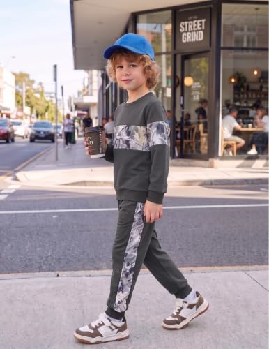 Image of Boys Clothes Color Block Sweatshirt and Pants 2Pcs Boy Sweatsuit | Long Sleeve, Fall Winter Outfits, Pullover Tops, Jogger Pants, School, Casual Wear, Soft, Warm, 3-14 Years