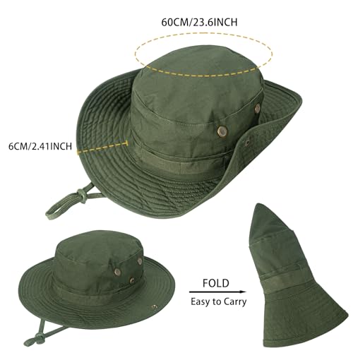 Image of Sun Hats for Men Women Boonie Hat UPF 50+ Bucket Hat Wide Brim UV Protection Fishing Hiking Safari Outdoor Hats