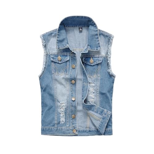 Chaleco tejano hombre azul claro ajustado que soluciona tus looks de entretiempo