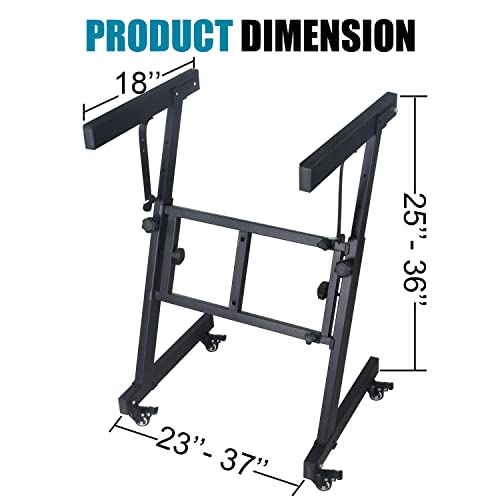 Gleam Keyboard Stand - Z Style Adjustable Heavy Duty Piano Stand With Wheels (Fits 54-88 Key Electric Pianos) #TOP2