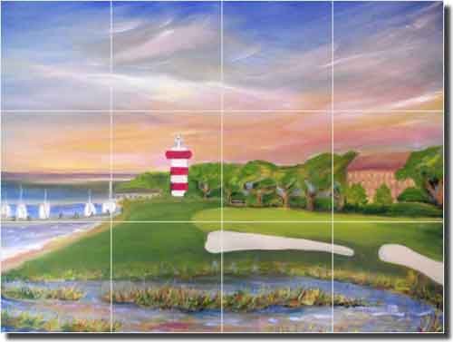 Hilton Head Karen Lee Golf Course Ceramic Tile Mural 24x18