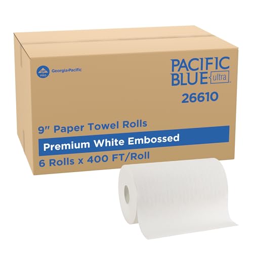 Pacific Blue Ultra by Georgia-Pacific PRO 9 Paper Towel Rolls White 400 Feet Per Roll 6 Rolls Per Case 26610